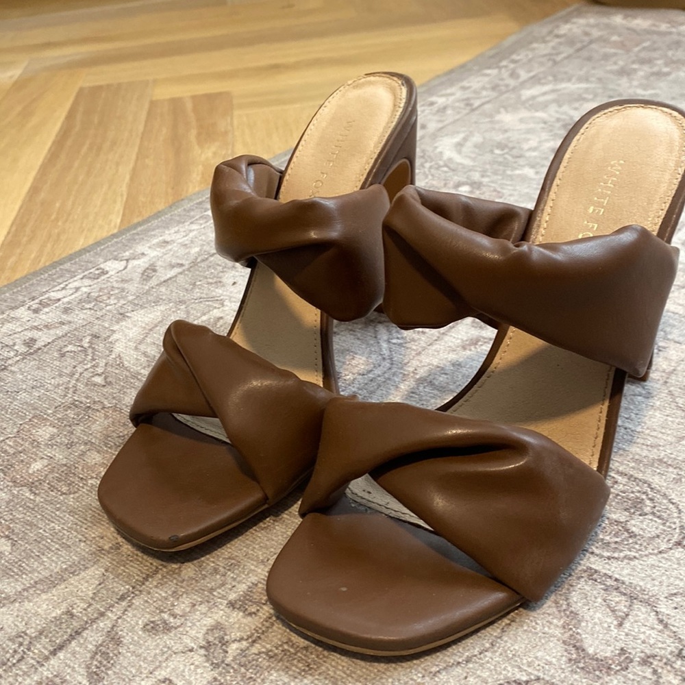 Brown slip on heels